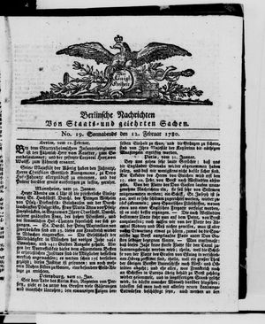 Berlinische Nachrichten von Staats- und gelehrten Sachen vom 12.02.1780