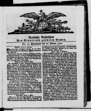 Berlinische Nachrichten von Staats- und gelehrten Sachen vom 26.02.1780