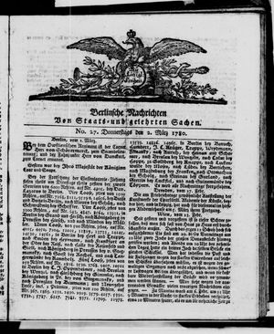 Berlinische Nachrichten von Staats- und gelehrten Sachen vom 02.03.1780