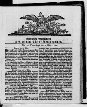 Berlinische Nachrichten von Staats- und gelehrten Sachen vom 09.03.1780