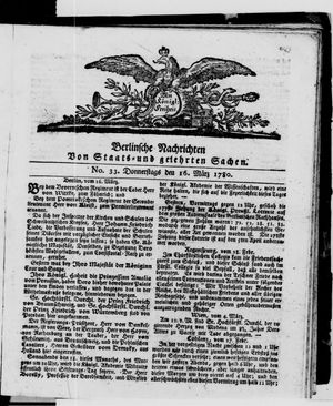 Berlinische Nachrichten von Staats- und gelehrten Sachen vom 16.03.1780