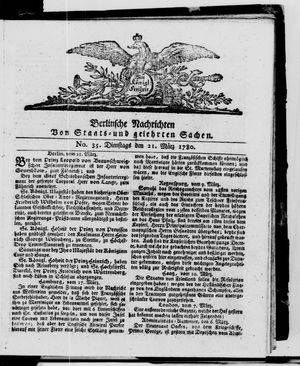Berlinische Nachrichten von Staats- und gelehrten Sachen vom 21.03.1780