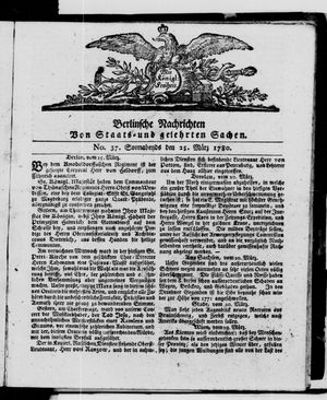 Berlinische Nachrichten von Staats- und gelehrten Sachen vom 25.03.1780