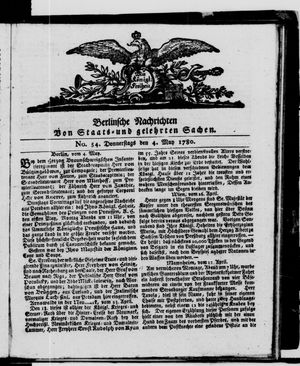 Berlinische Nachrichten von Staats- und gelehrten Sachen on May 4, 1780