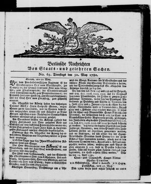 Berlinische Nachrichten von Staats- und gelehrten Sachen vom 30.05.1780