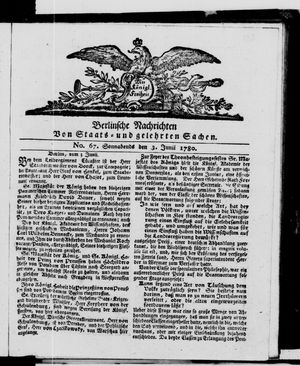Berlinische Nachrichten von Staats- und gelehrten Sachen vom 03.06.1780