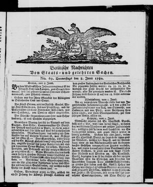 Berlinische Nachrichten von Staats- und gelehrten Sachen vom 08.06.1780