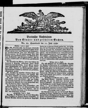 Berlinische Nachrichten von Staats- und gelehrten Sachen vom 22.07.1780
