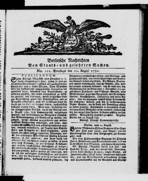 Berlinische Nachrichten von Staats- und gelehrten Sachen vom 22.08.1780