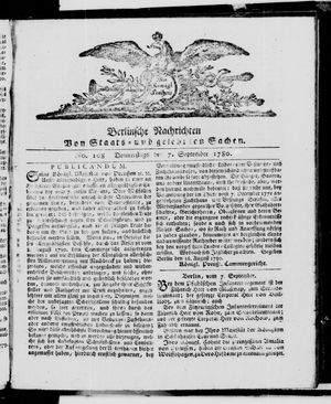 Berlinische Nachrichten von Staats- und gelehrten Sachen vom 07.09.1780