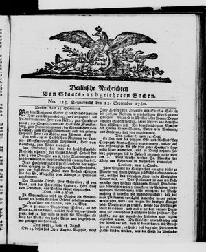 Berlinische Nachrichten von Staats- und gelehrten Sachen vom 23.09.1780