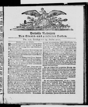 Berlinische Nachrichten von Staats- und gelehrten Sachen vom 24.10.1780