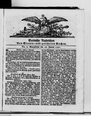 Berlinische Nachrichten von Staats- und gelehrten Sachen vom 20.01.1781