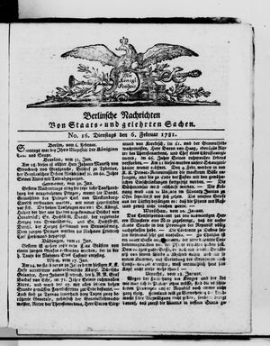 Berlinische Nachrichten von Staats- und gelehrten Sachen vom 06.02.1781
