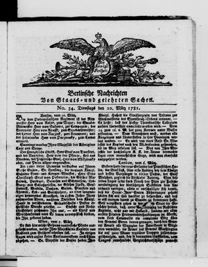 Berlinische Nachrichten von Staats- und gelehrten Sachen vom 20.03.1781