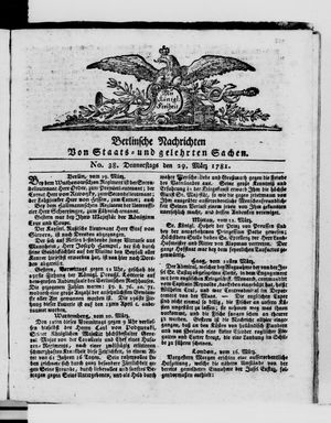 Berlinische Nachrichten von Staats- und gelehrten Sachen vom 29.03.1781