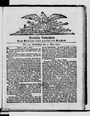 Berlinische Nachrichten von Staats- und gelehrten Sachen vom 03.05.1781