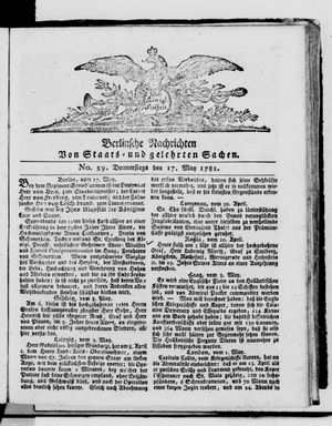 Berlinische Nachrichten von Staats- und gelehrten Sachen vom 17.05.1781