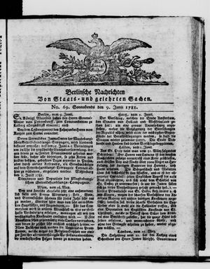 Berlinische Nachrichten von Staats- und gelehrten Sachen vom 09.06.1781