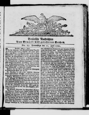 Berlinische Nachrichten von Staats- und gelehrten Sachen vom 12.07.1781