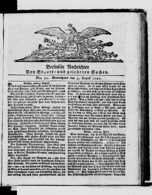 Berlinische Nachrichten von Staats- und gelehrten Sachen vom 04.08.1781