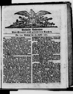 Berlinische Nachrichten von Staats- und gelehrten Sachen vom 16.10.1781