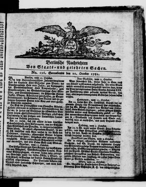 Berlinische Nachrichten von Staats- und gelehrten Sachen vom 20.10.1781