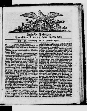Berlinische Nachrichten von Staats- und gelehrten Sachen vom 06.12.1781