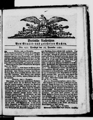 Berlinische Nachrichten von Staats- und gelehrten Sachen vom 18.12.1781