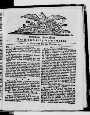 Berlinische Nachrichten von Staats- und gelehrten Sachen vom 22.12.1781