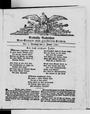 Berlinische Nachrichten von Staats- und gelehrten Sachen vom 01.01.1782
