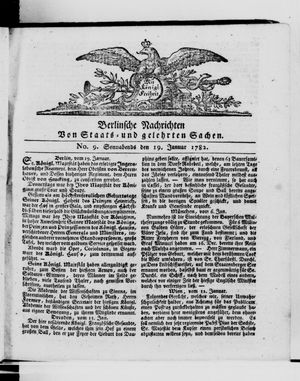 Berlinische Nachrichten von Staats- und gelehrten Sachen vom 19.01.1782