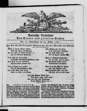 Berlinische Nachrichten von Staats- und gelehrten Sachen vom 24.01.1782