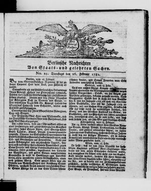 Berlinische Nachrichten von Staats- und gelehrten Sachen vom 26.02.1782