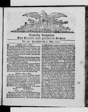 Berlinische Nachrichten von Staats- und gelehrten Sachen vom 09.03.1782