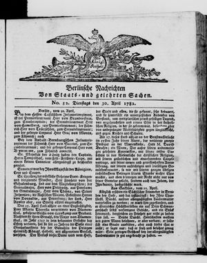 Berlinische Nachrichten von Staats- und gelehrten Sachen vom 30.04.1782