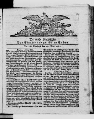 Berlinische Nachrichten von Staats- und gelehrten Sachen vom 14.05.1782