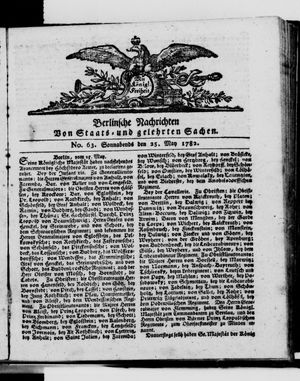 Berlinische Nachrichten von Staats- und gelehrten Sachen vom 25.05.1782