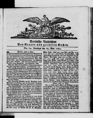 Berlinische Nachrichten von Staats- und gelehrten Sachen vom 28.05.1782