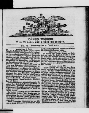 Berlinische Nachrichten von Staats- und gelehrten Sachen vom 06.06.1782