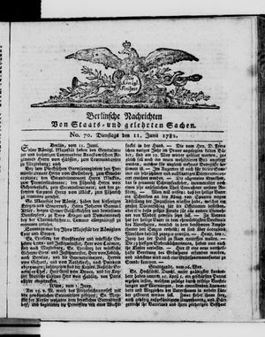 Berlinische Nachrichten von Staats- und gelehrten Sachen vom 11.06.1782