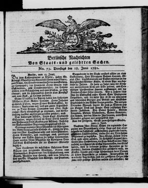 Berlinische Nachrichten von Staats- und gelehrten Sachen vom 18.06.1782