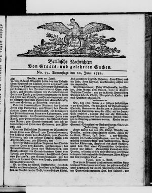 Berlinische Nachrichten von Staats- und gelehrten Sachen vom 20.06.1782