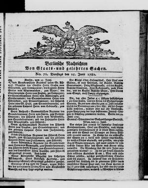 Berlinische Nachrichten von Staats- und gelehrten Sachen vom 25.06.1782