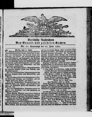 Berlinische Nachrichten von Staats- und gelehrten Sachen vom 27.06.1782