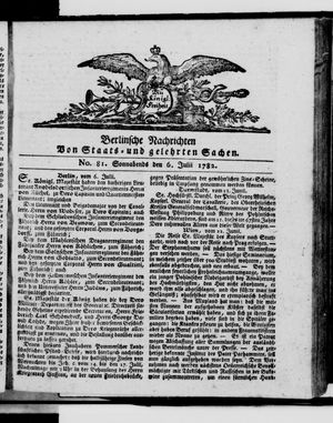 Berlinische Nachrichten von Staats- und gelehrten Sachen vom 06.07.1782