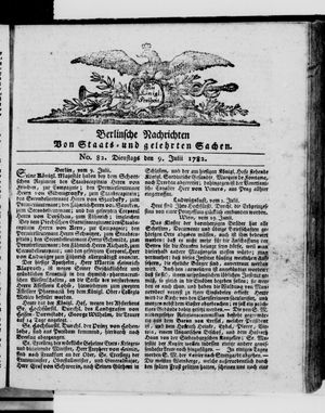Berlinische Nachrichten von Staats- und gelehrten Sachen vom 09.07.1782