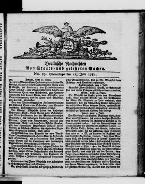 Berlinische Nachrichten von Staats- und gelehrten Sachen vom 11.07.1782