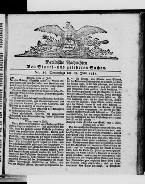 Berlinische Nachrichten von Staats- und gelehrten Sachen vom 18.07.1782