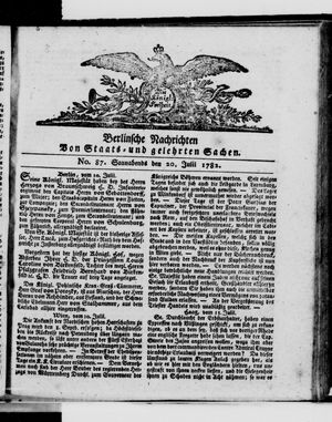 Berlinische Nachrichten von Staats- und gelehrten Sachen vom 20.07.1782
